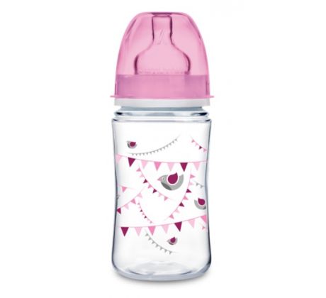 Canpol babies Dojčenská antikoliková fľaša široká EasyStart 240 ml 3m+ ružová