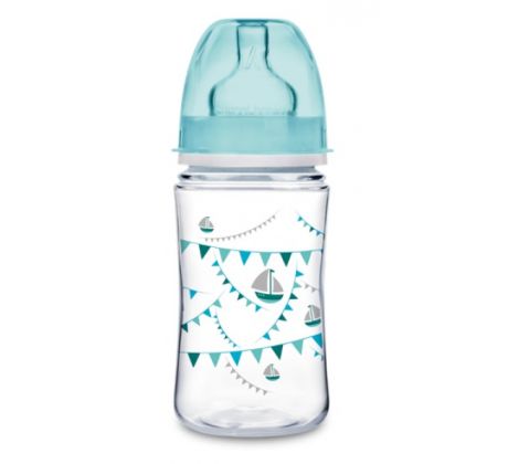 Canpol babies Dojčenská antikoliková fľaša široká EasyStart 240 ml 3m+ modrá