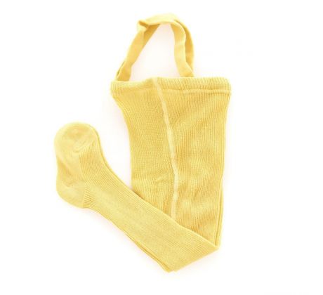 Detské rebrované pančuchové nohavice s tráčikmi zo 100% bavlny - žlté